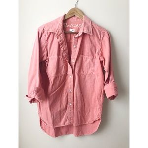 Madewell coral denim top/tunic